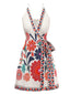 1960er Spaghetti Träger V-Ausschnitt Blumen Kleid