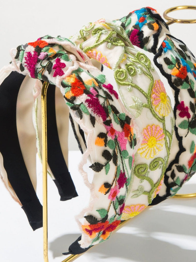 Retro Boho Bestickt Blumen Stirnband