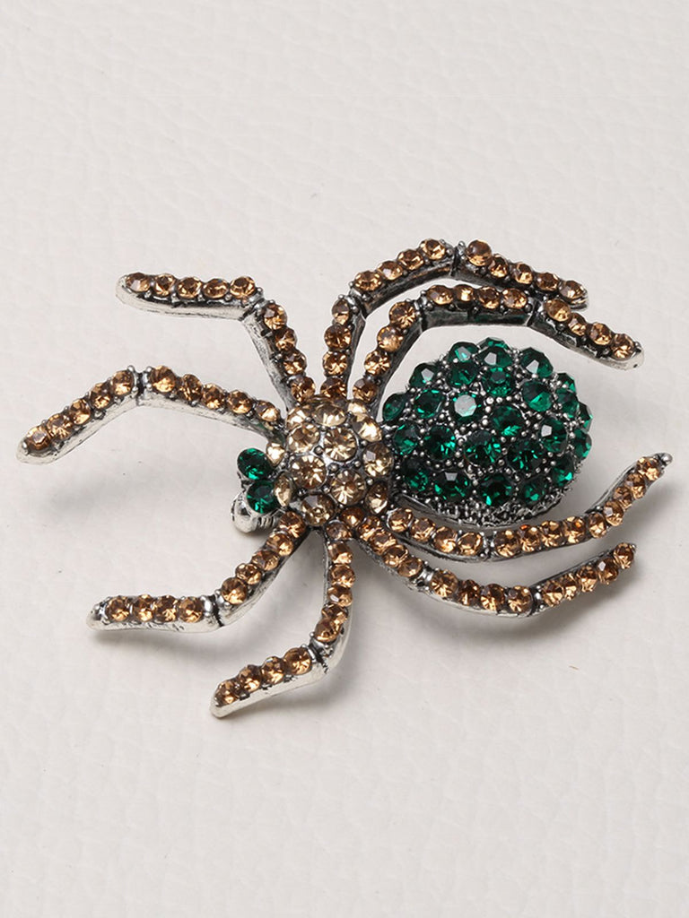 Retro Halloween Spinne Strass Brosche
