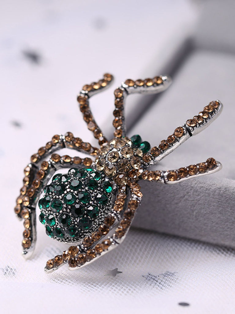Retro Halloween Spinne Strass Brosche