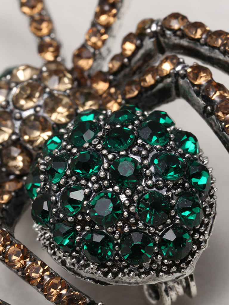 Retro Halloween Spinne Strass Brosche