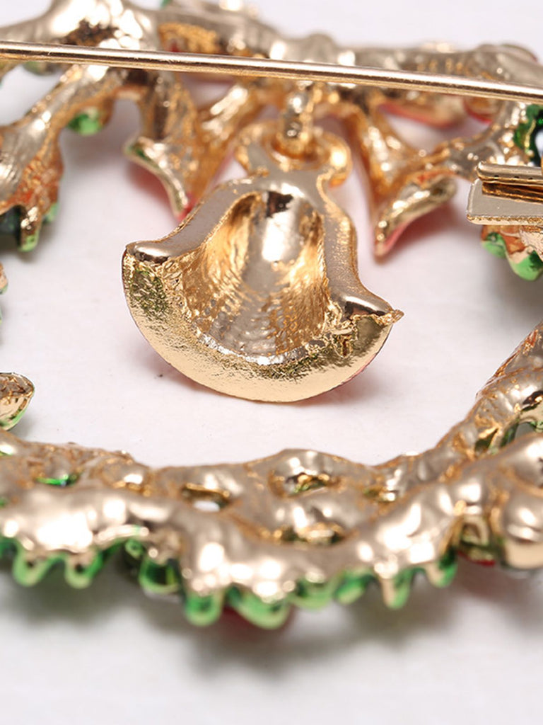Retro Weihnachten Kranz Strass Brosche