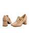 Beige Lackleder Mary Jane Blockabsatz Schuhe