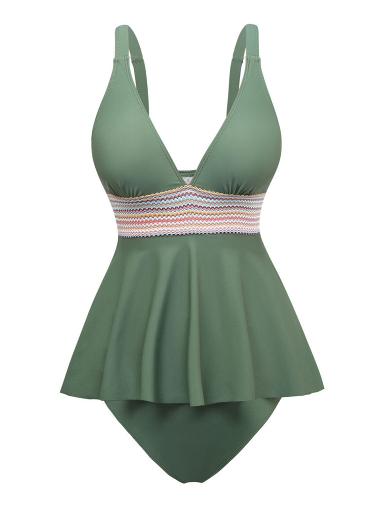 2PCS 1940er Boho Rüschen Rock Bademode