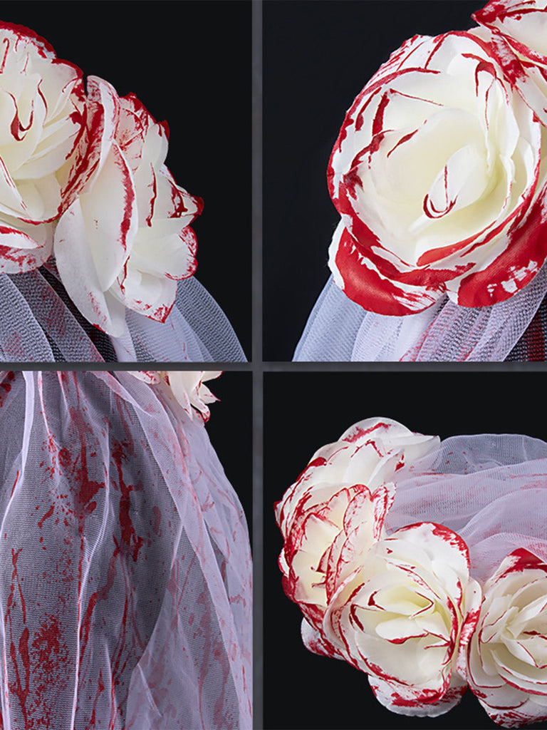 Halloween Blut Rose Geisterbraut Tüllschleier