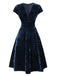 Rot 1940er Tief V-Ausschnitt Perle Samt Kleid