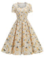 1950er Vintage Blumen Swing Kleid