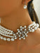 Vintage Geschichtete Perle Halskette & Ohrringe Set
