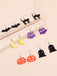 6 Paar Halloween Katze Fledermaus Kürbis Mond Eule Geist Ohrringe Set