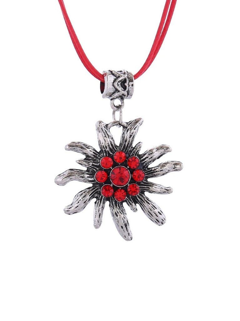 Vintage Oktoberfest Strassstein Edelweiß Baumeln Halskette