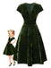Rot 1940er Tief V-Ausschnitt Perle Samt Kleid