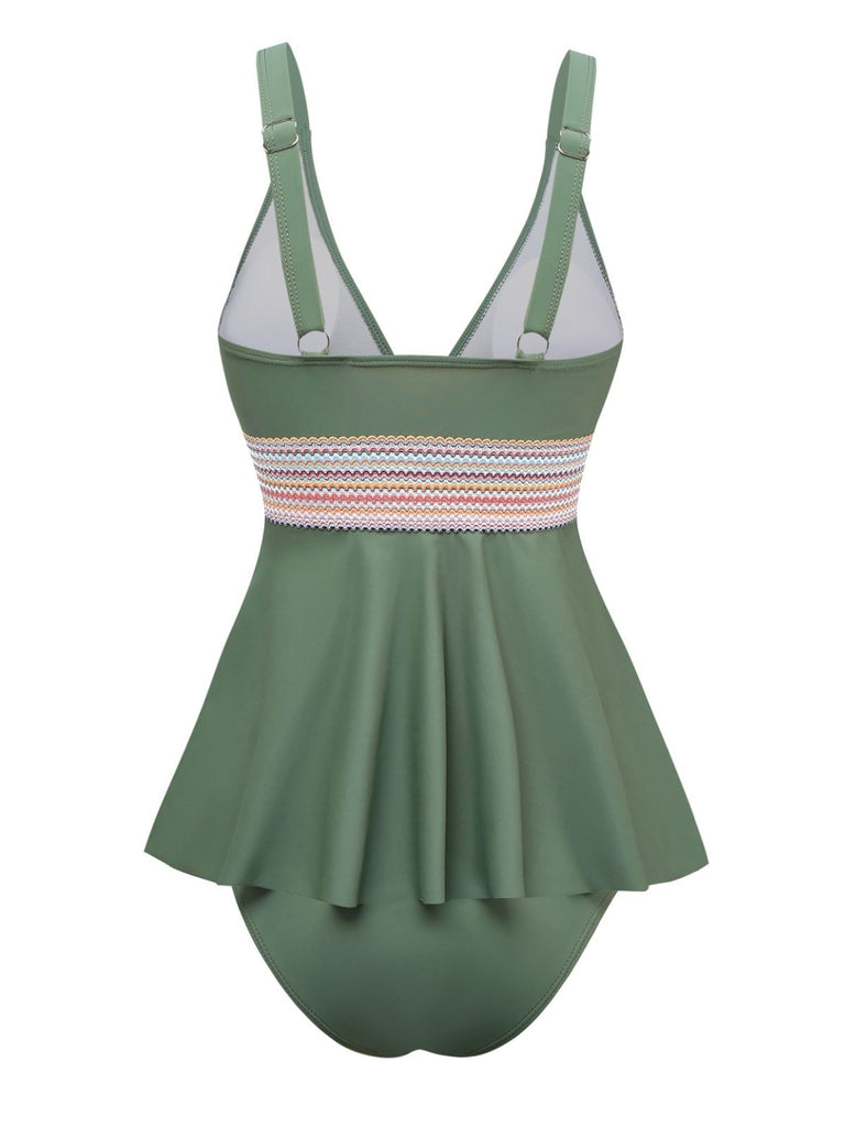 2PCS 1940er Boho Rüschen Rock Bademode