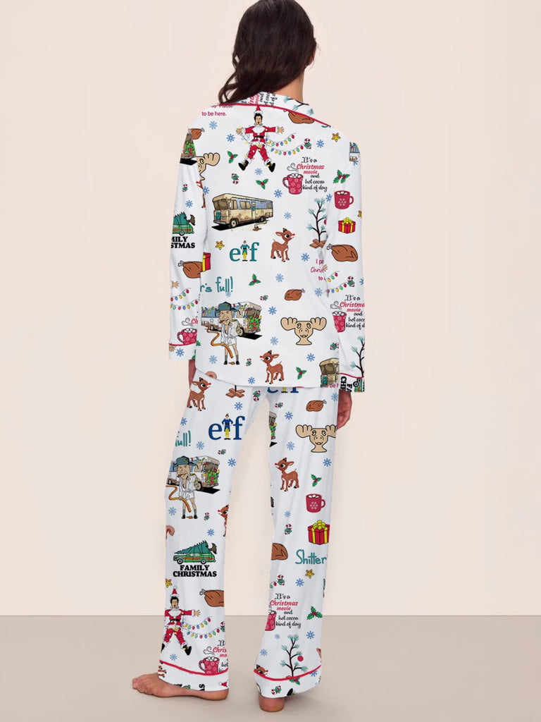 1980er Weihnachten Drucken Rever Pyjama Set