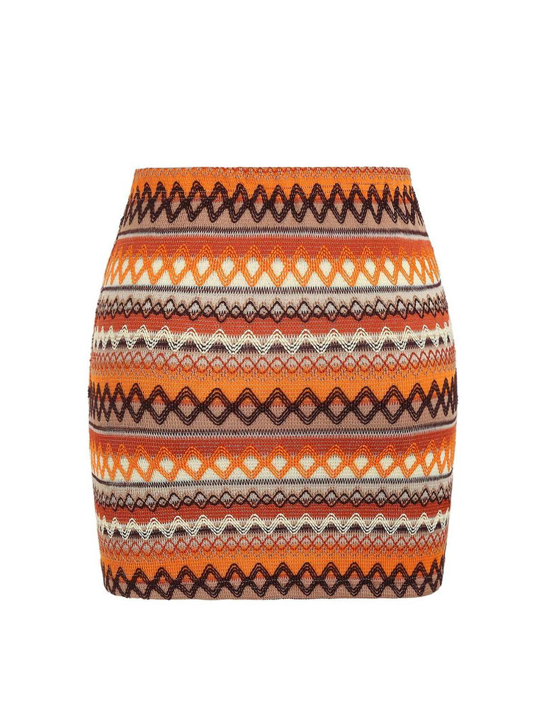 Multicolor 1970er Zickzack-Strick Mini Rock