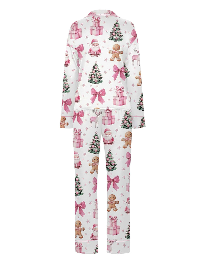 Weiß 1940er Weihnachten Candy Canes Pyjama Set