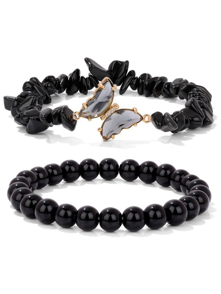 Kristallperlen Schmetterling Charm Armband Set