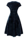 Rot 1940er Tief V-Ausschnitt Perle Samt Kleid