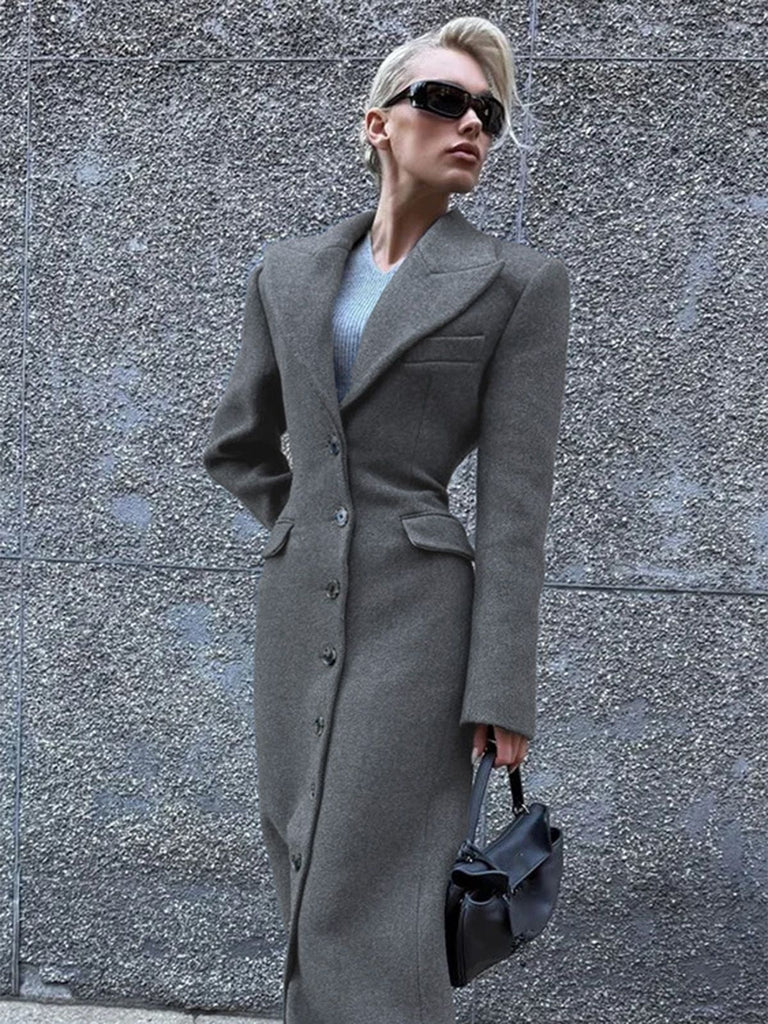 1930er Solide Reverskragen Tasten Wolle Mantel