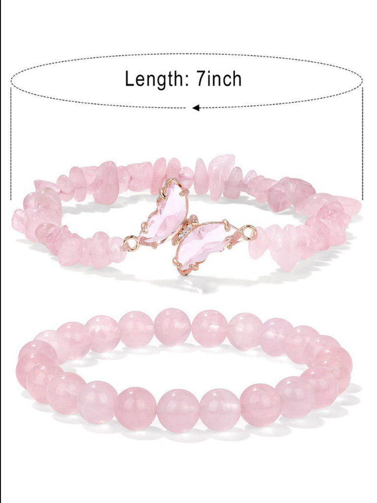Kristallperlen Schmetterling Charm Armband Set
