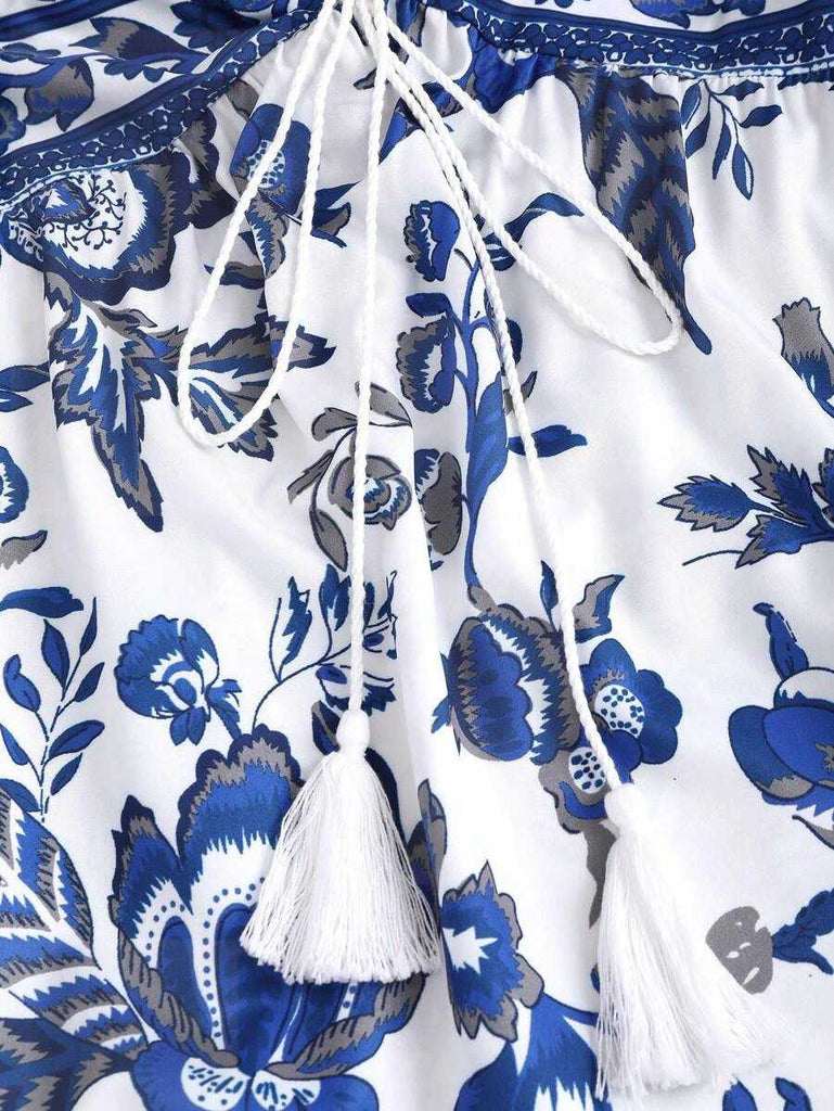 1970er Boho Halter Ethnisch Drucken Kleid