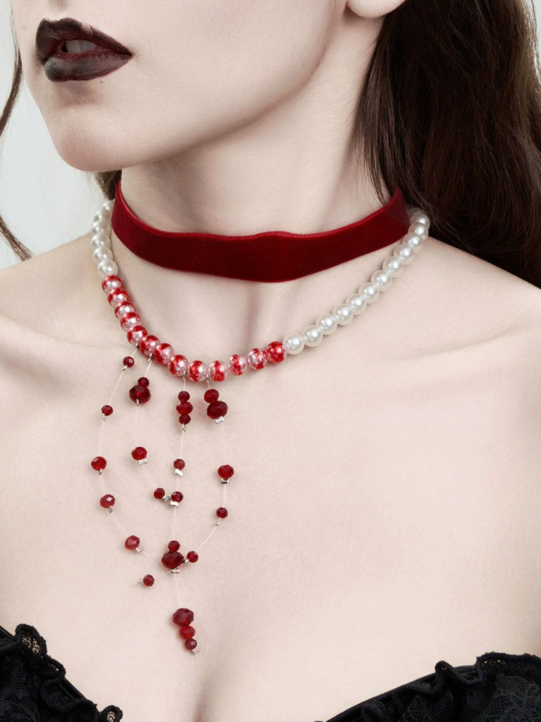 Rot Gothic Vampir Samt Choker Halskette