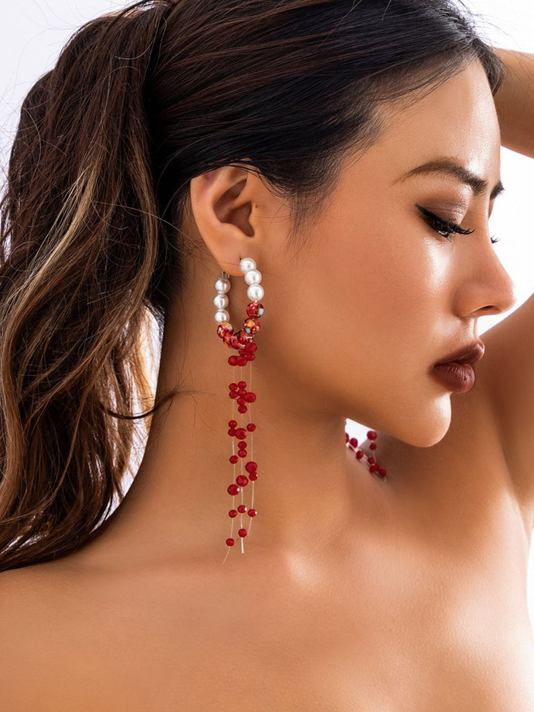 Gothic Blut Perle Quaste Ohrringe