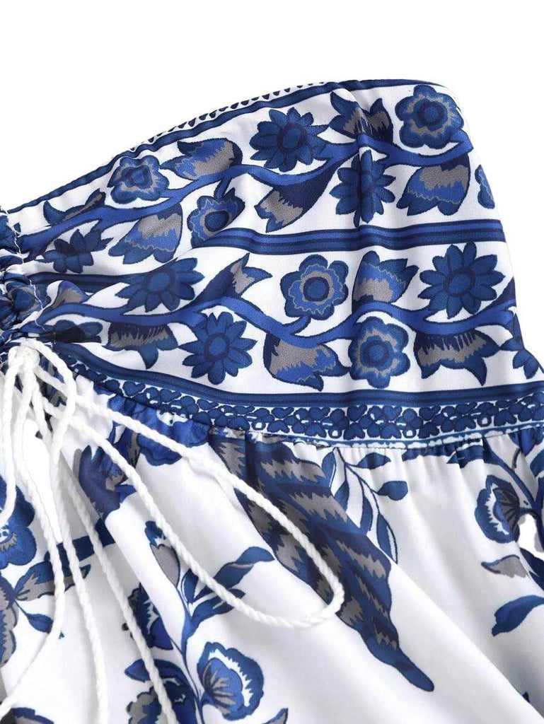 1970er Boho Halter Ethnisch Drucken Kleid