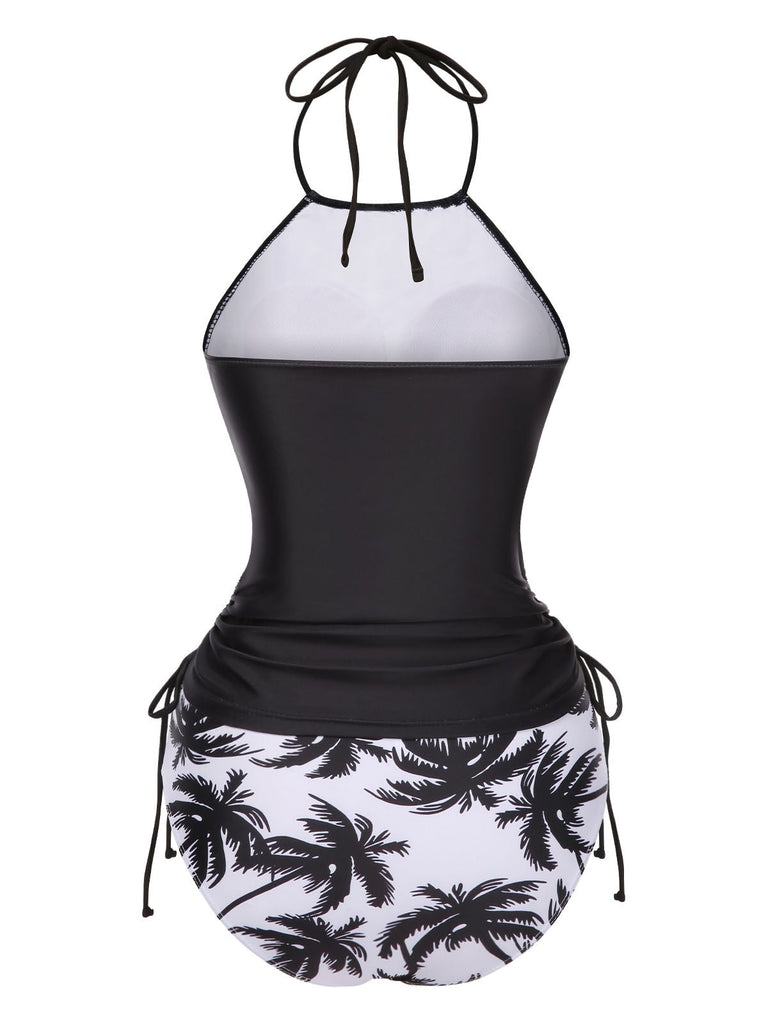 Schwarz 1980er Punk Halter Skeleton Strand Bikini Set