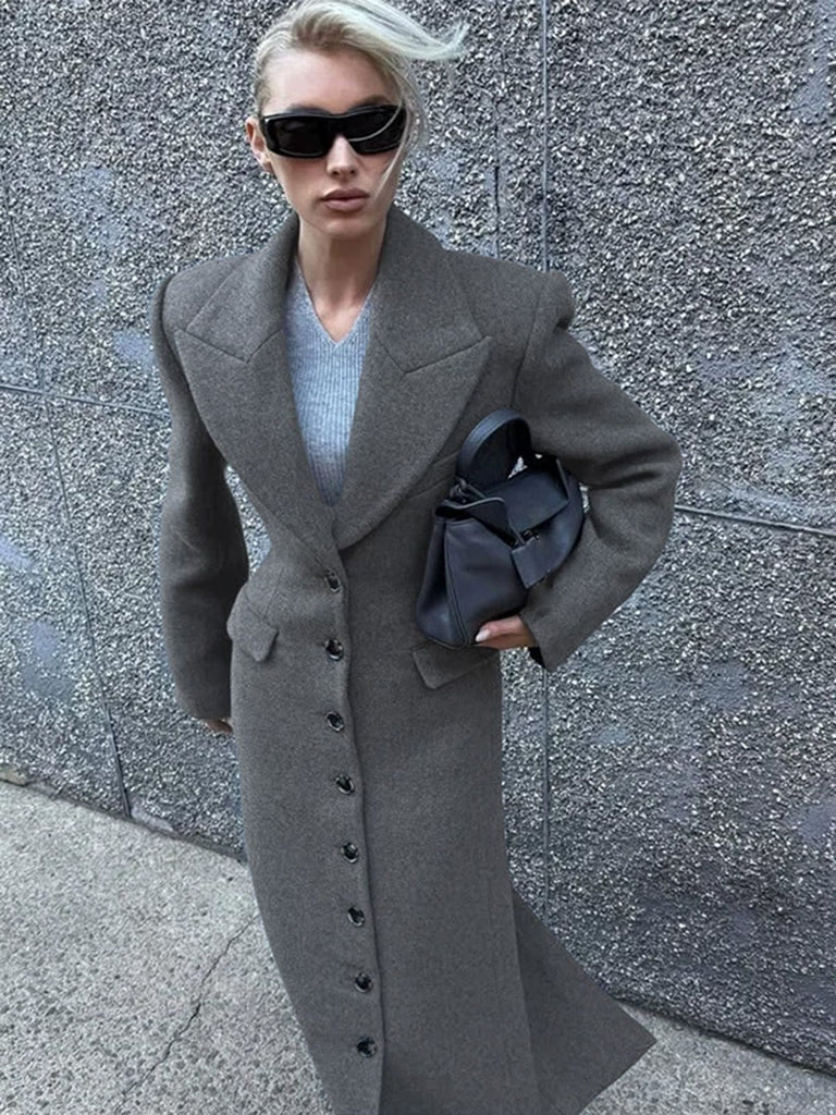 1930er Solide Reverskragen Tasten Wolle Mantel