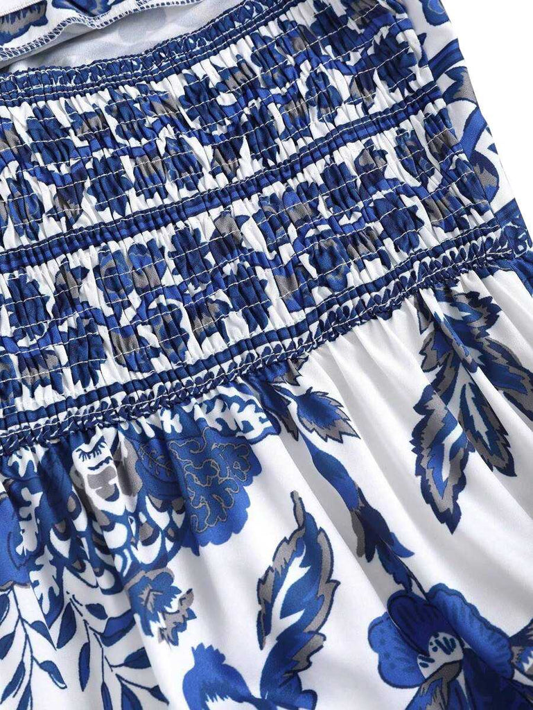 1970er Boho Halter Ethnisch Drucken Kleid