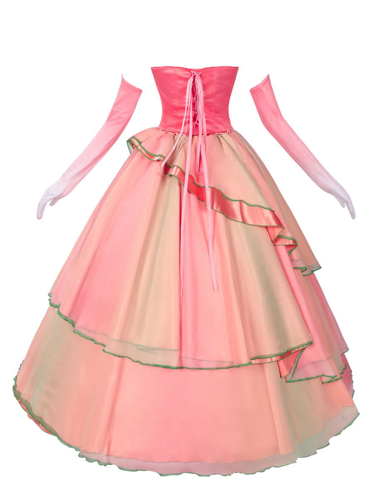 2PCS Rosa 1970er Böse Hexe Glinda Top & Rock Set