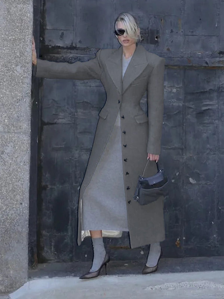 1930er Solide Reverskragen Tasten Wolle Mantel