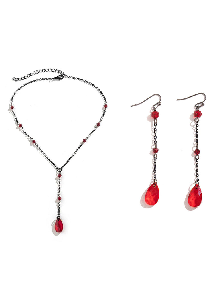 Vintage Träne Chain Punk Ohrringe & Halskette