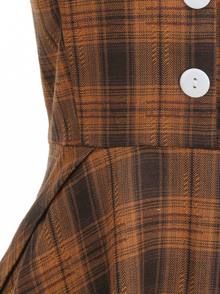 1950er Peter Pan Kragen Plaid Swing Kleid