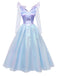Blau 1950er Glinda Böse Hexe Netz Kleid