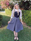 2PCS 1940er Farbblock Rosa Bluse & Grau Kleid