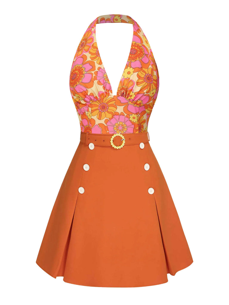 2PCS 1960er Blumen Halfter Top & Solide Rock