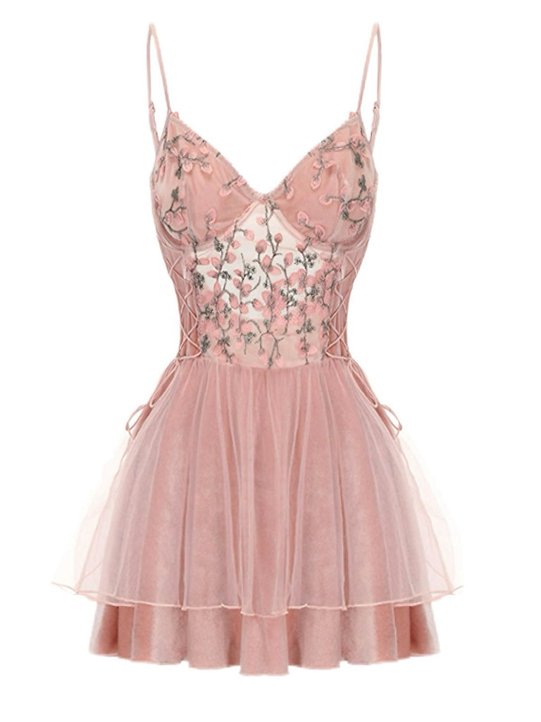 Dunkelrosa 1980er Blumen Samt Slip Nachtwäsche