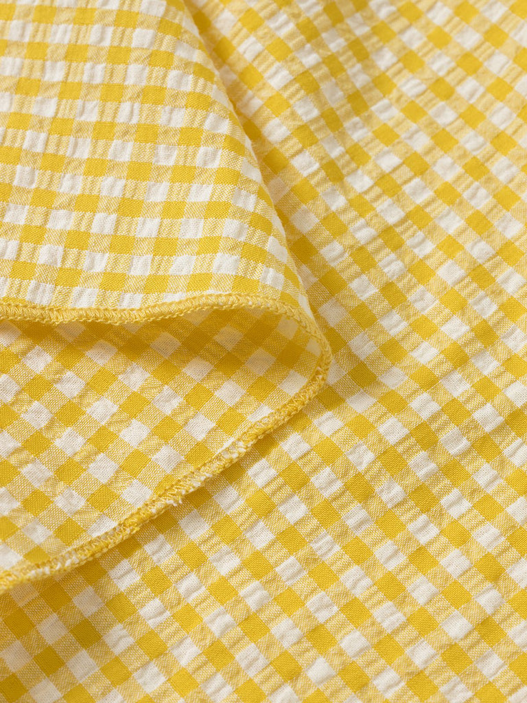 Gelb 1960er Halfter V-Ausschnitt Plaids Kleid