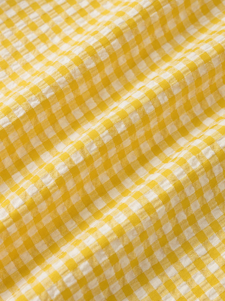 Gelb 1960er Halfter V-Ausschnitt Plaids Kleid