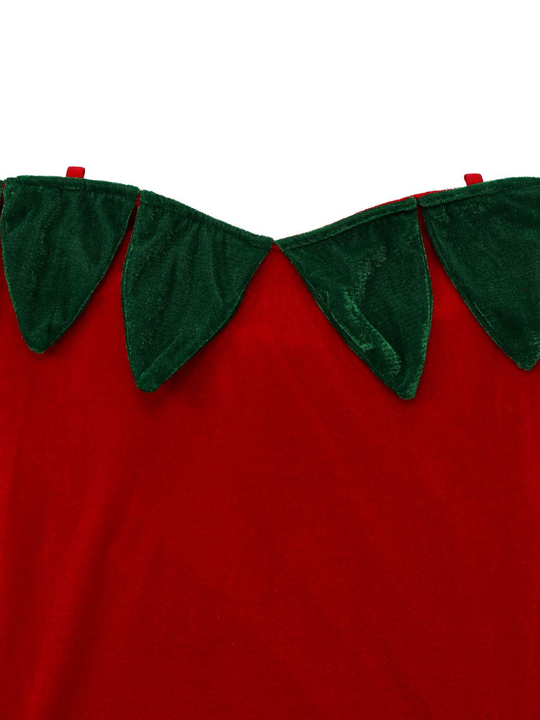 Rot 1980er Erdbeere Tube Mini Kostüm Kleid