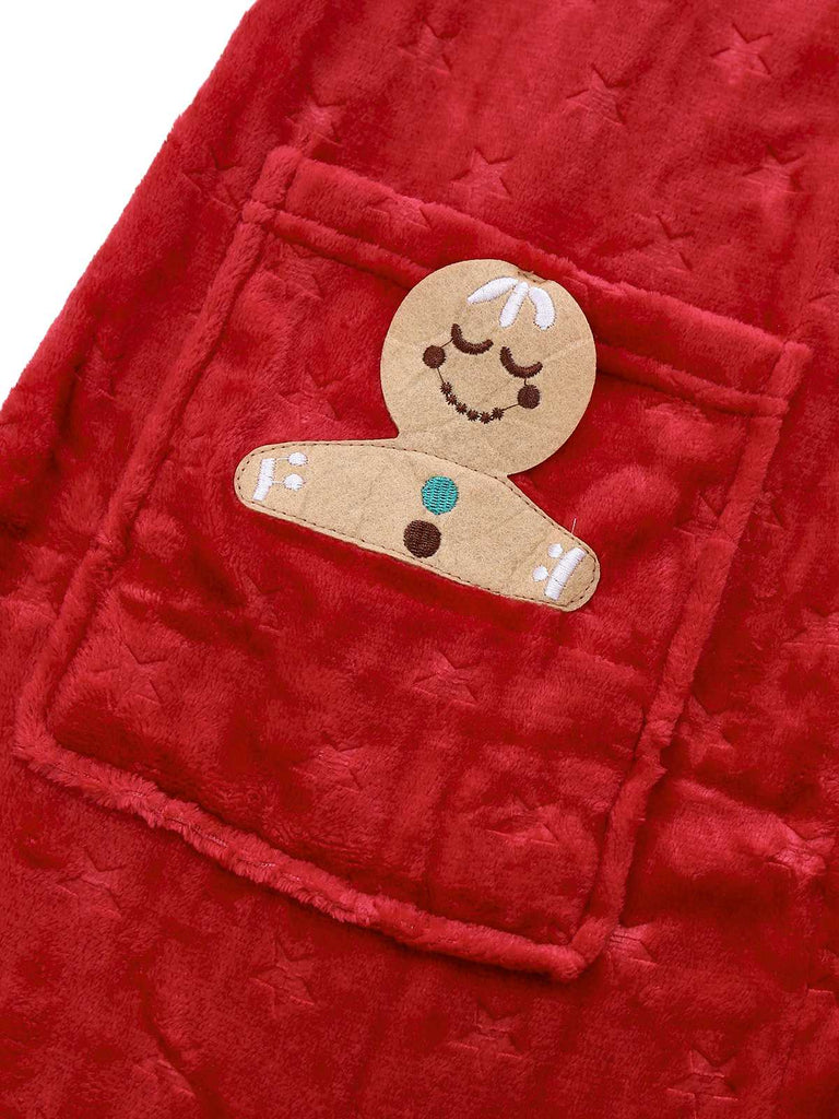 Rot 1940er Weihnachten Lebkuchen Kapuze Flanell Robe