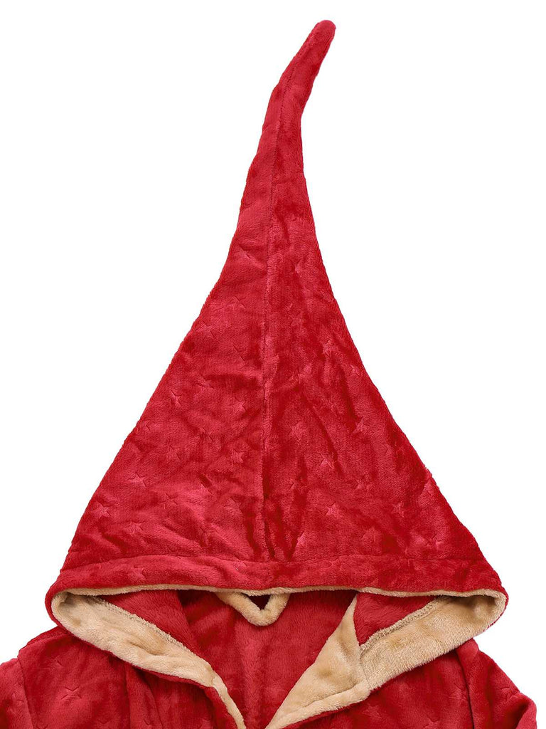 Rot 1940er Weihnachten Lebkuchen Kapuze Flanell Robe