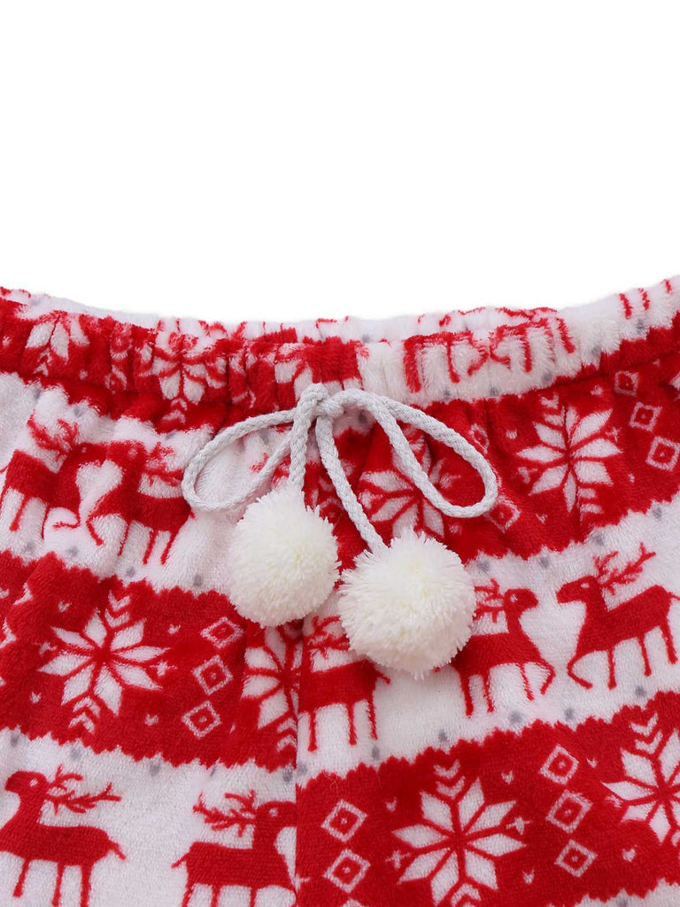 Rot 1960er Weihnachten Rentier-Korallenfleece Pyjama