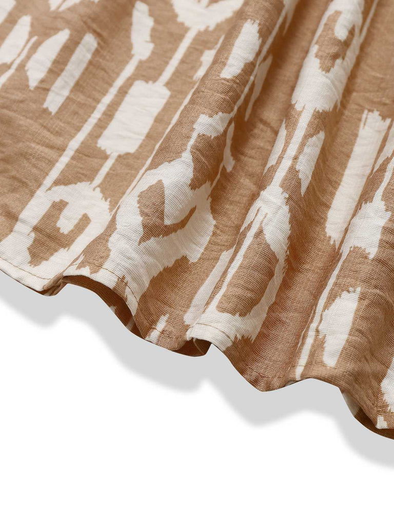 1970er Reine Baumwolle Rundhals Boho Midi Kleid