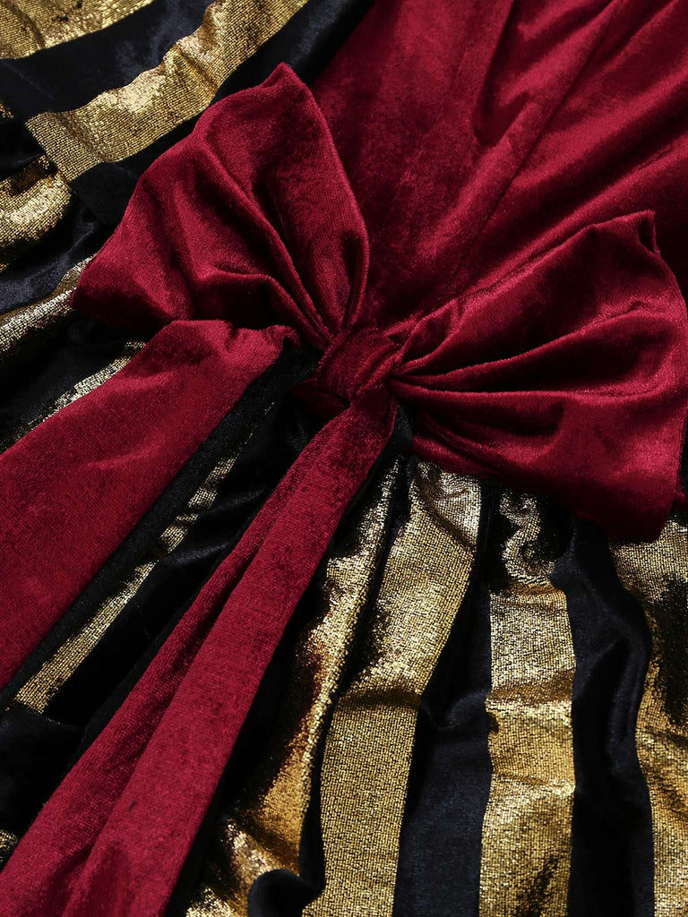 Weinrot 1970er Halloween Samt Piratenkapitän Kleid