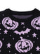 Schwarz 1970er Halloween Kürbis Schläger Strickpullover