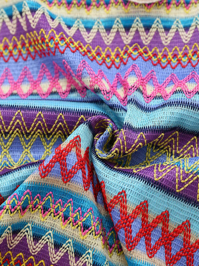 Lila 1970er Spaghetti Träger Boho Kordelzug Kleid