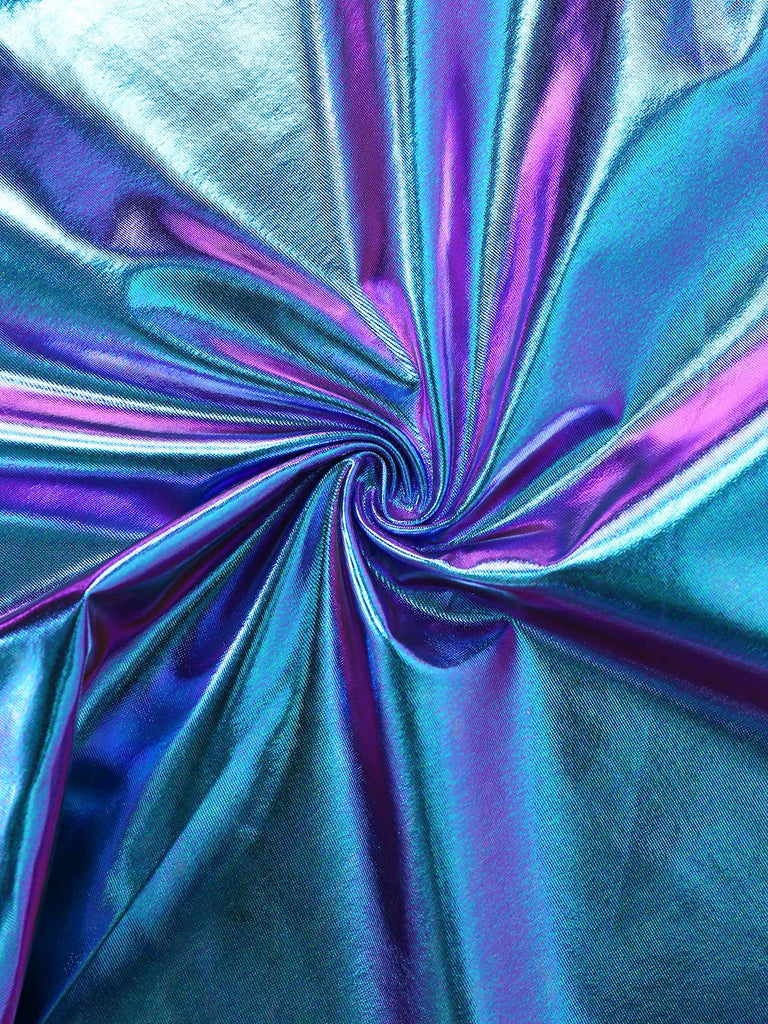 Schwarz 1980er Metallisch Futuristisch Party Mini Kleid