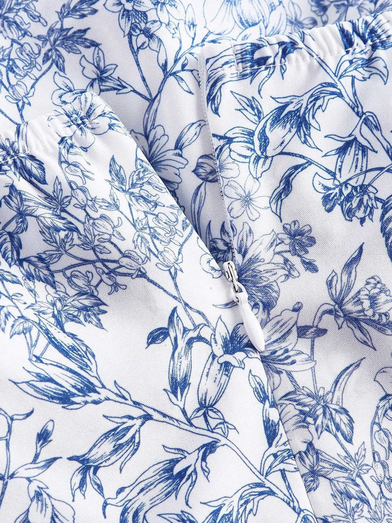 1970er Halter Abgestuft Rüschen Blumen Kleid